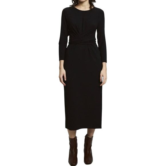 RITA ROW Walsh Black Knit Midi Dress with Belt Witchy Gothic - Sz Medium - NWT - Picture 1 of 8